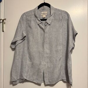 Christian Siriano Blue and White Striped Camp Shirt